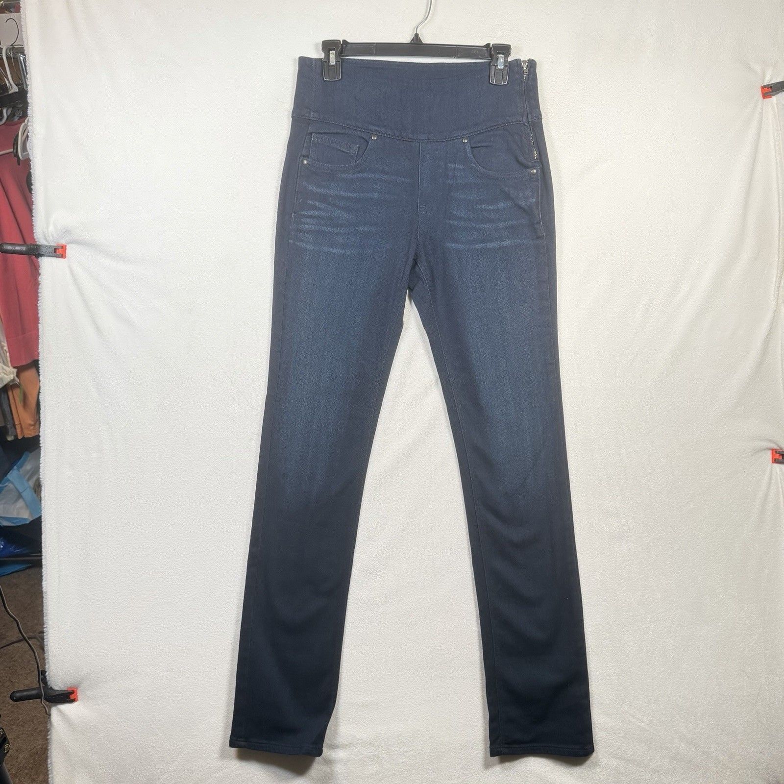Spanx The Signature Straight Jeans Womens 29 Dark Wash High Rise Shaping Stretch